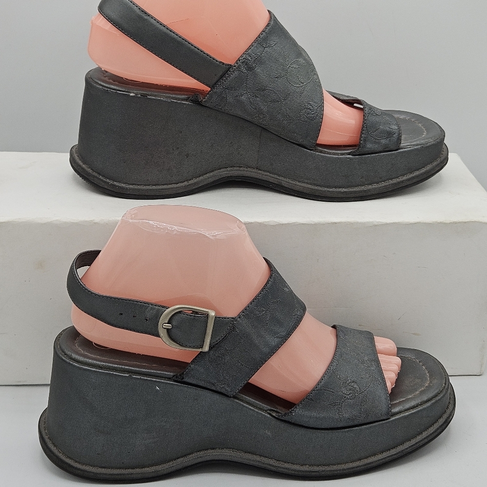 Vintage platform wedge sandals by Lower Eastside gray size 8
